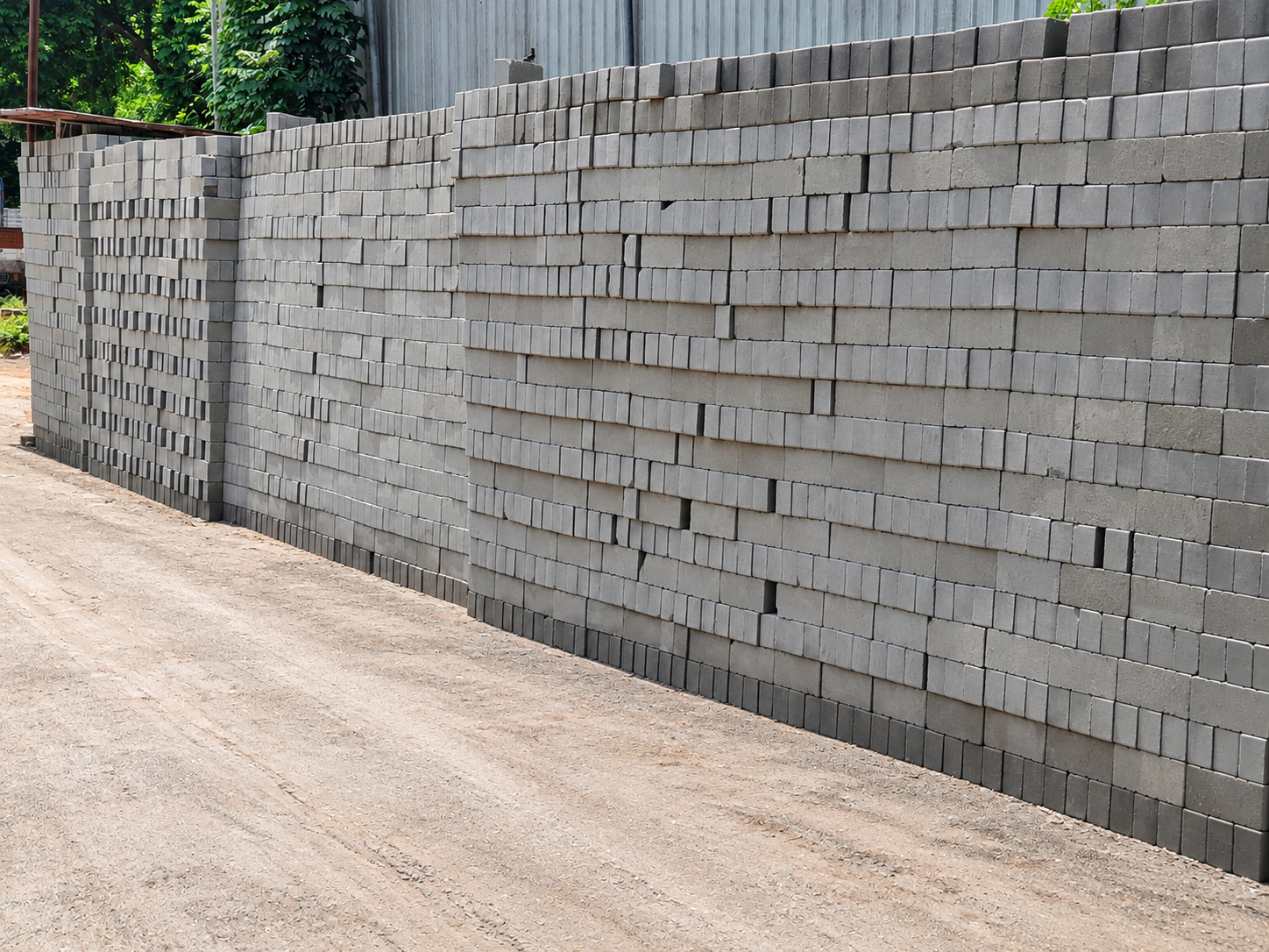 Stack of fly ash bricks